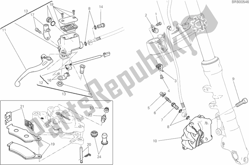 Tutte le parti per il Sistema Frenante Anteriore del Ducati Scrambler Sixty2 Thailand USA 400 2019